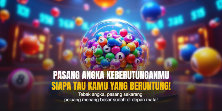 Mesin bola togel warna-warni di tengah arena digital dengan angka-angka berputar, menggambarkan momen seru saat pasang angka keberuntungan.